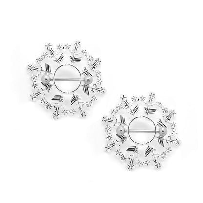 Snowflake Nipple Ring Shield - Price Per 1 - Monster Steel