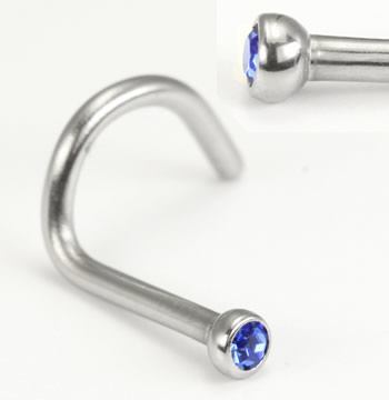 20g Bezel Set Screw Nose Jewelry Martini Setting - Right Bend - Monster Steel