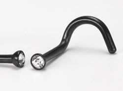 18g Bezel Set Titanium Jeweled Nose Screw Jewelry Martini Glass Style - Monster Steel