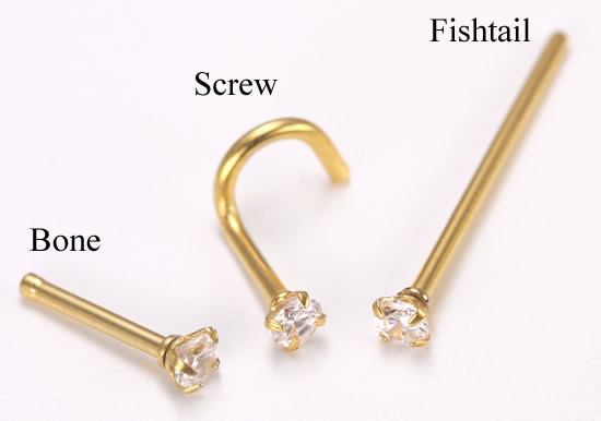Screw or Fishtail with 2.5mm CZ 24kt gold plated - Price Per 1 Thumbnail