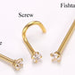 Screw or Fishtail with 2.5mm CZ 24kt gold plated Thumbnail