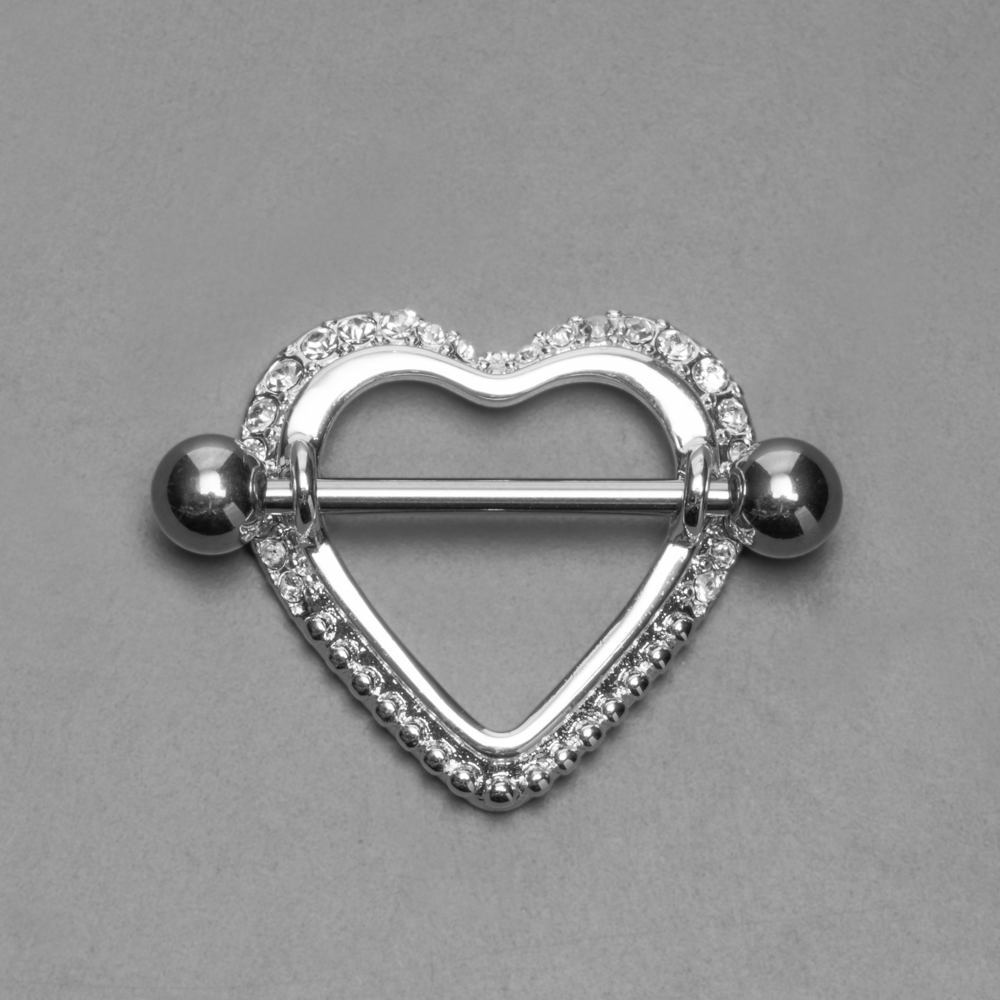 Crystal Heart Nipple Ring Shield