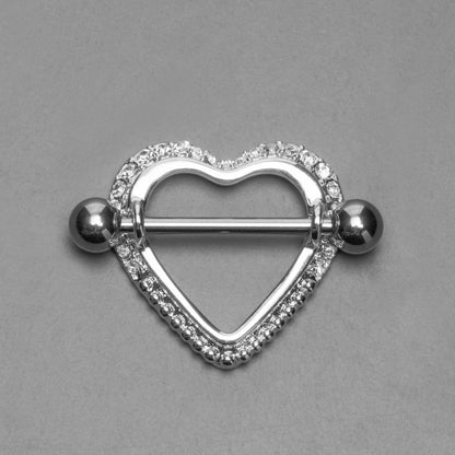 Crystal Heart Nipple Ring Shield