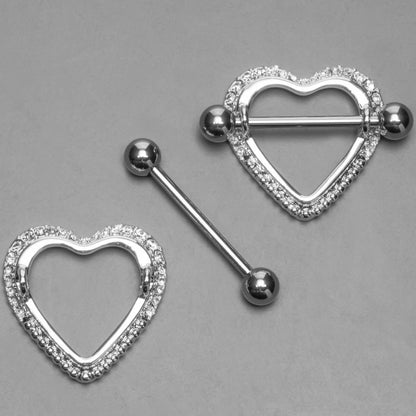 Crystal Heart Nipple Ring Shield