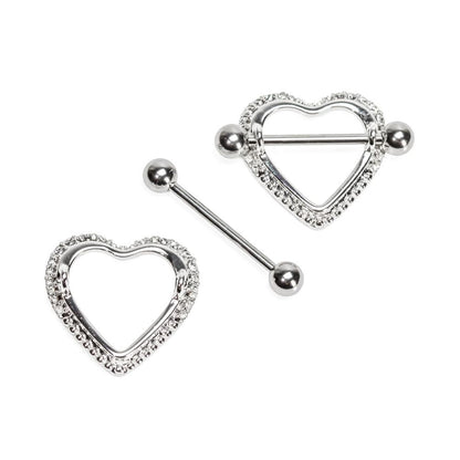 Crystal Heart Nipple Ring Shield