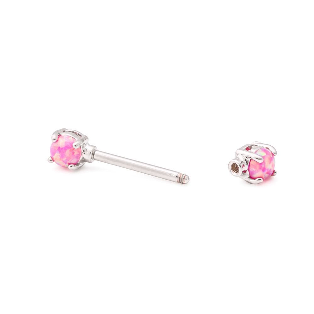 14g 9/16” Straight Barbell Nipple Ring with Pink Opal Ends