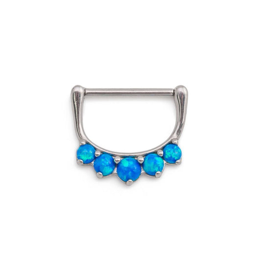 14g Five Opal Steel Nipple Clicker — Price Per 1