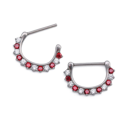 14g Stainless Steel Red and White Peppermint Crystal-Laced Nipple Clicker