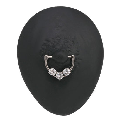 14g Stainless Steel Nipple Clicker with Trinity Crystal Design