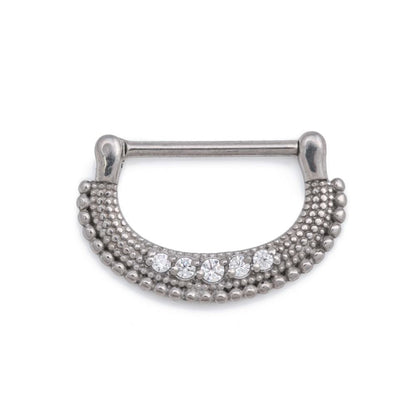 14g Micron Bead Crystal Jewel Steel Nipple Clicker - Monster Steel