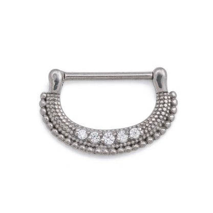 14g Micron Bead Crystal Jewel Steel Nipple Clicker - Monster Steel