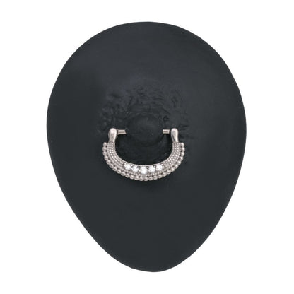 14g Steel Nipple Clicker with Crystals and Layered Bead Design