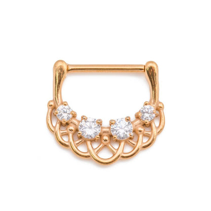 14g Woven Crystals Gold Plated Steel Nipple Clicker — Price Per 1 - Monster Steel