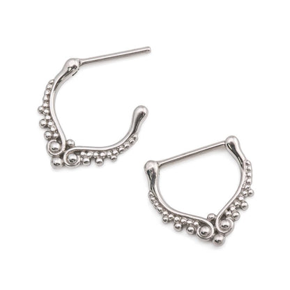 14g Stainless Steel Nipple Clicker with Curlicue and Beaded Ornament (Full Size)