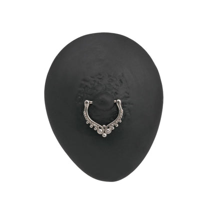 14g Stainless Steel Nipple Clicker with Curlicue and Beaded Ornament — Clicker Mechanism