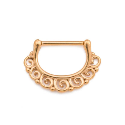 14g Spiraling PVD Gold Steel Nipple Clicker — Price Per 1 - Monster Steel