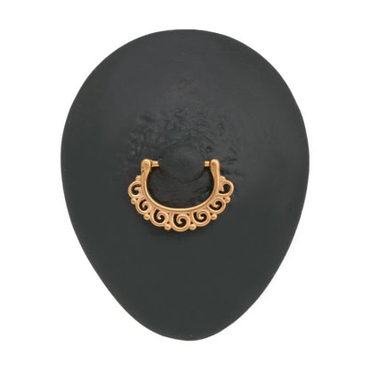 14g Gold-Plated Nipple Clicker with Patterned Spiral Design