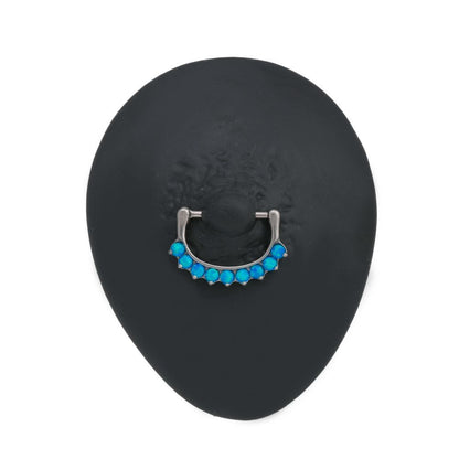 14g Stainless Steel Nipple Clicker with Nine Opals