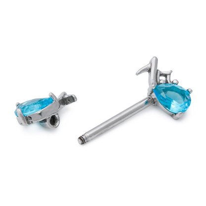 Aqua Jeweled Musical Note Steel Barbell Nipple Ring