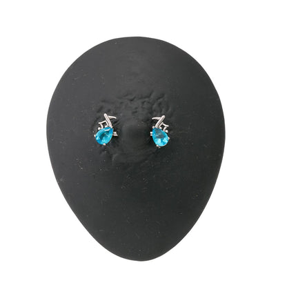 Aqua Jeweled Musical Note Steel Barbell Nipple Ring — Detached End Charm