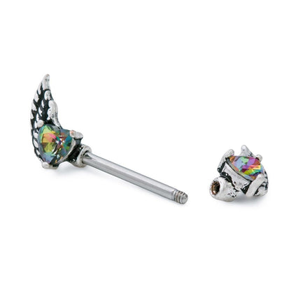 14g 9/16” Winged Heart Jewel Steel Nipple Barbell