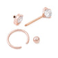 14g PVD Rose Gold Nipple Jewelry Set — Prong-Set Crystal (Full Size)