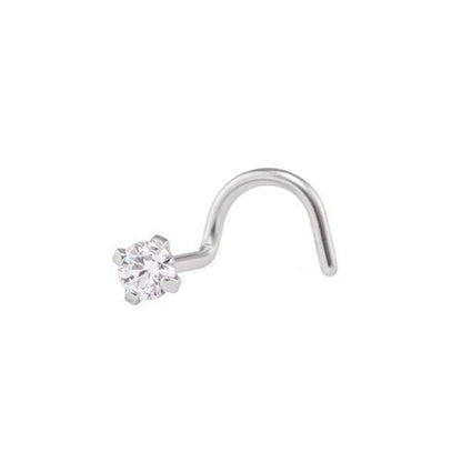 20g Prong-set Swarovski Crystal Jewel Nose Screw - Monster Steel