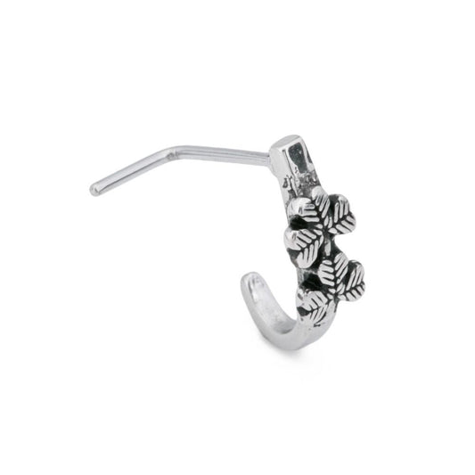 20g Twin Shamrock L-Bend Faux Nose Hoop - Monster Steel