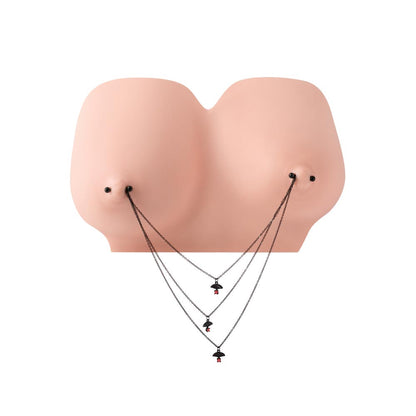 14g Oriental Fan Black PVD Tiered Chain Nipple Jewelry (threads)