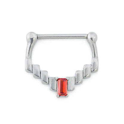 14g Red Jewel Mayan Vector Nipple Clicker — Price Per 1 - Monster Steel