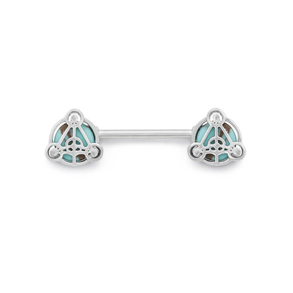 14g 15mm Turquoise Stone Scutum Fidei Nipple Barbell — Price Per 1 - Monster Steel