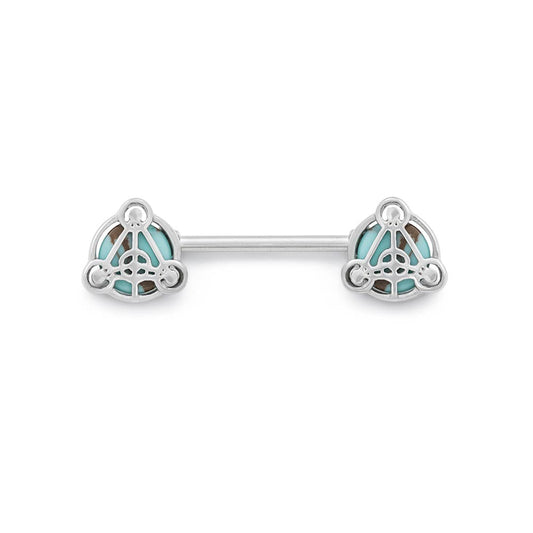 14g 15mm Turquoise Stone Scutum Fidei Nipple Barbell — Price Per 1 - Monster Steel