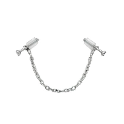 20g 1/4” Jeweled Steel Nose Bones with Chain - Monster Steel