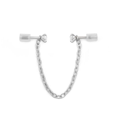 Crystal Nose Bone Chain and Ring Jewelry Set — Side View