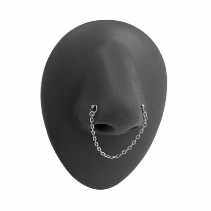 20g 1/4” Steel Ball Nose Bones with Chain on Silicone Nose (Front)