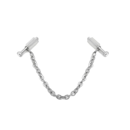 20g 1/4” Crystal Nose Bones with Chain — Bezel Set Jewel