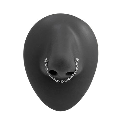 20g 1/4” Crystal Nose Bone Studs with Chain