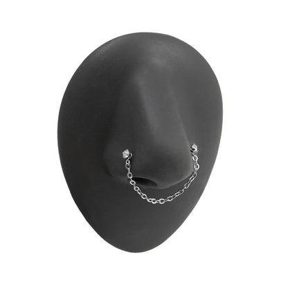 20g 1/4” Crystal Nose Bone Jewelry Set on Silicone Nose (Front)