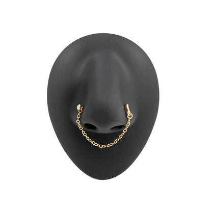 20g 1/4” PVD Gold Celestial Magic Nose Bones with Chain (Thumbnail)