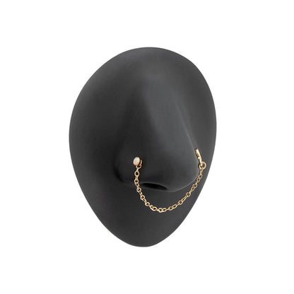 20g 1/4” PVD Gold Celestial Magic Nose Bones with Chain on Silicone Nose Body Bit