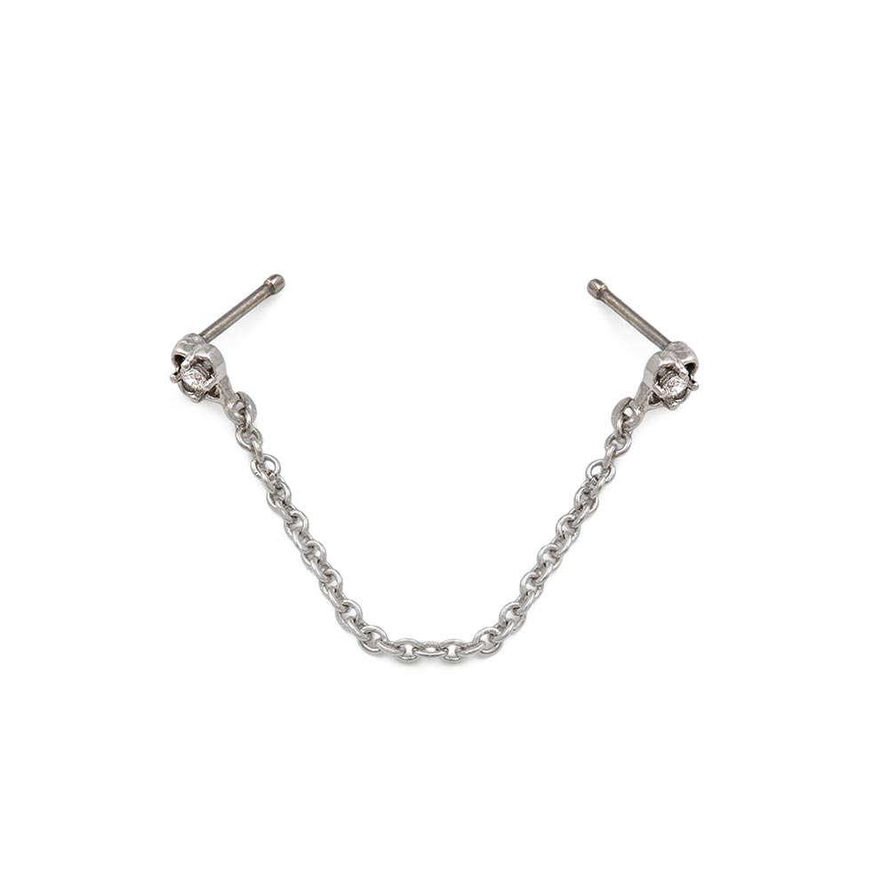 20g 1/4” Rhodium Plated Crystal Wallflower Nose Bones with Chain
