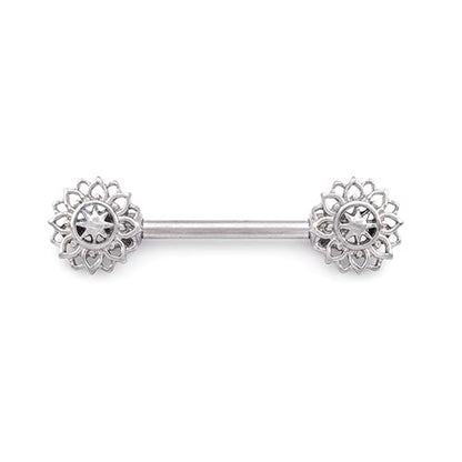 14g 9/16” Geometric Sunflower Steeel Nipple Barbell — Price Per 1 - Monster Steel