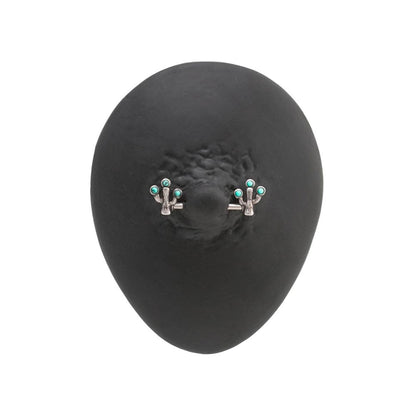 14g 5/8” Antiqued Cactus Nipple Barbell on Silicone Nipple