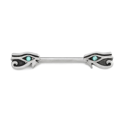 14g 13.5mm Eye of Horus Nipple Barbell — Price Per 1 - Monster Steel