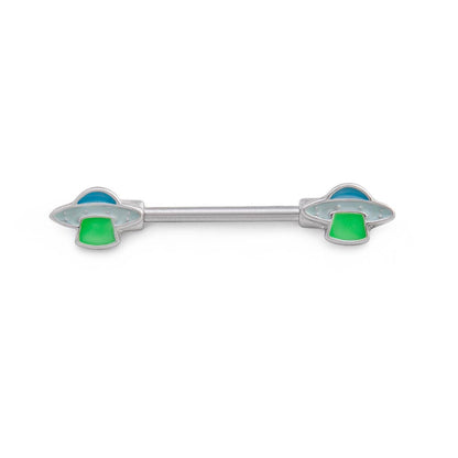 14g 15.5mm UFO Abduction Nipple Barbell — Price Per 1 - Monster Steel