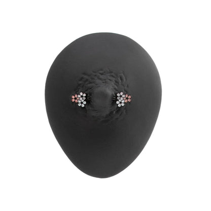 14g 13.3mm Cherry Blossoms PVD Black Nipple Barbell — Price Per 1 (Main)