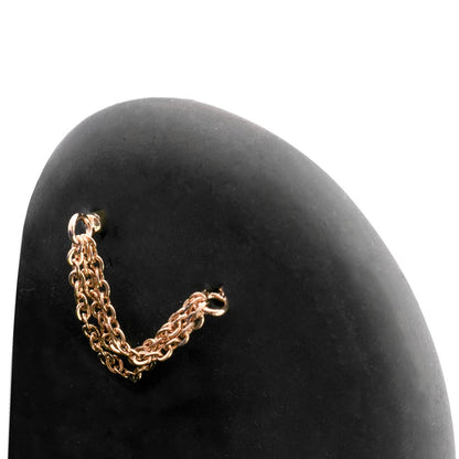 14g 1-1/2” Chained White Opal PVD Gold Cone Ear Jewelry — Back View