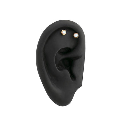 14g 1-1/2” Chained White Opal PVD Gold Cone Ear Jewelry — Alternative Style