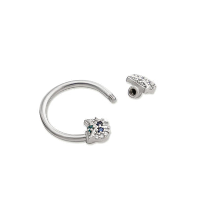 14g 1/2” Externally Threaded Blinged Owl Circular Nipple Barbell — Price Per 1