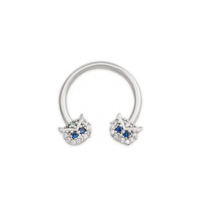 14g 1/2” Blinged Owl Circular Nipple Barbell — Price Per 1 - Monster Steel